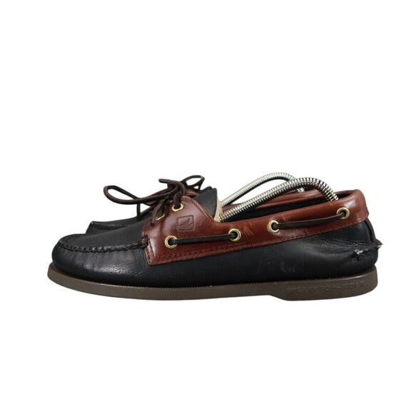 Sperry Boat Shoe Mens 8 Moc Loafer 2 Eye Leather Black Brown Classic Preppy Wide main image 7